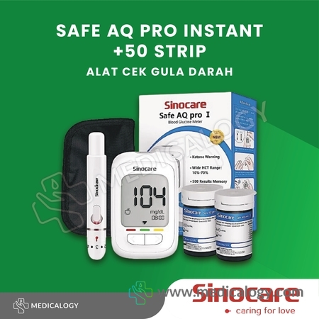 harga Alat Ukur Cek Gula Darah Instant Sinocare Safe AQ Pro I + 50 Strip