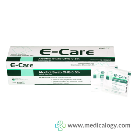 harga E-Care Alcohol + CHG 0,5% Swab Swab Alkohol CHB per Boxi isi 100 pcs