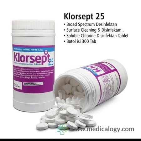 harga Klorsept 25 Antiseptik Tablet Desinfektan Per Tube isi 300 Tablet