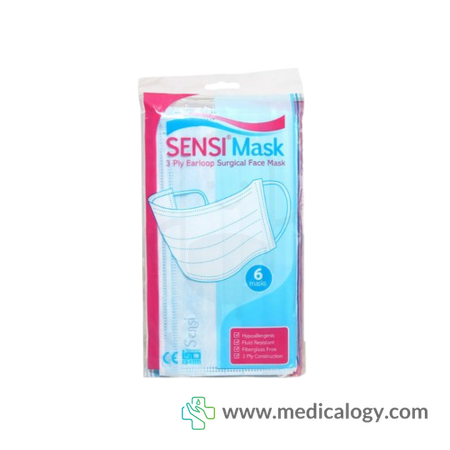 harga Masker Sensi Earloop Biru Per Pack isi 6 pcs