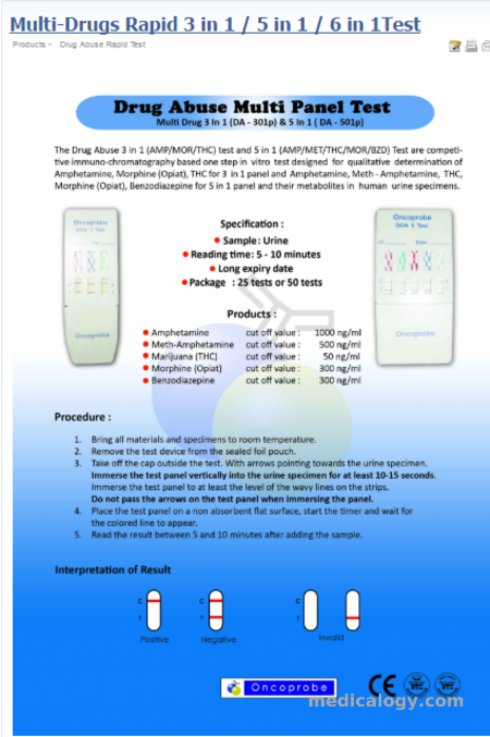 jual Oncoprobe Drugs Test 3 Parameter 25 Panel/Box