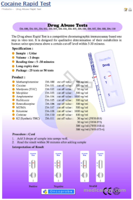 jual Oncoprobe Rapid Test COC Cocaine 25 Card/Box