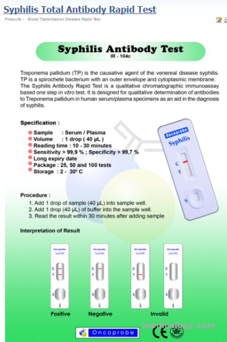 jual Oncoprobe Rapid Test Syphillis 50 Card/Box