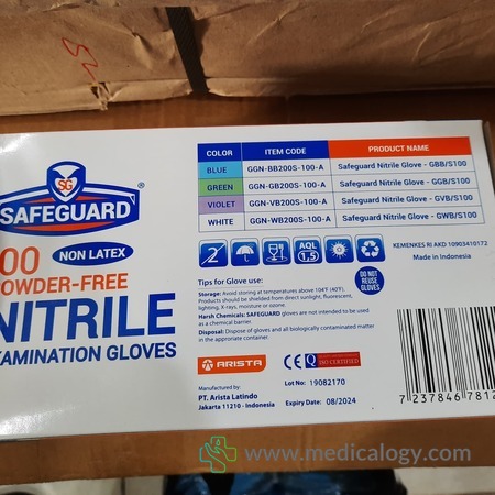 jual Sarung Tangan Nitril Non Powder Safeguard Size S isi 100 Buah